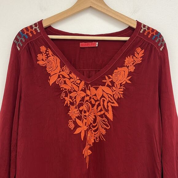 Johnny Was Floral Embroidered Colorful Lightweight Boho Bohemian Tunic Top Small - Picture 5 of 13